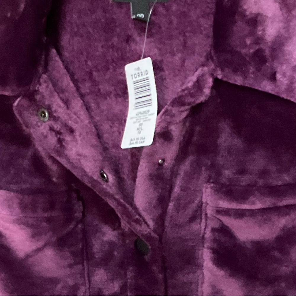 torrid Plush Button-Front Shirt Jacket in Plum